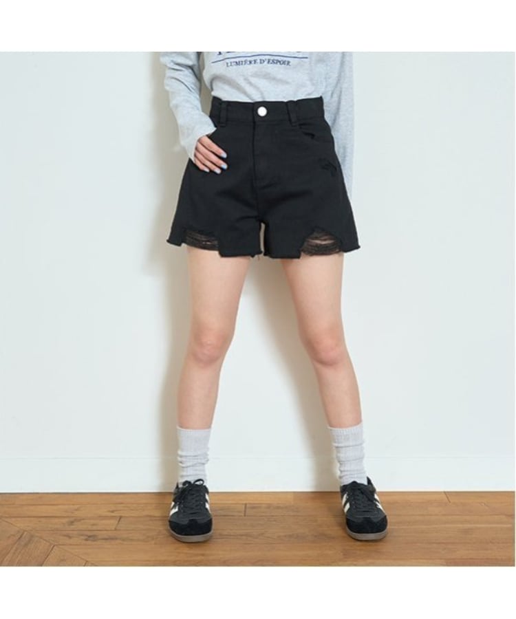 ラブトキシック・エル ティー エックス シー(Lovetoxic LTXC)の【LTXC】ダメージデニムショートパンツ ブラック(219)