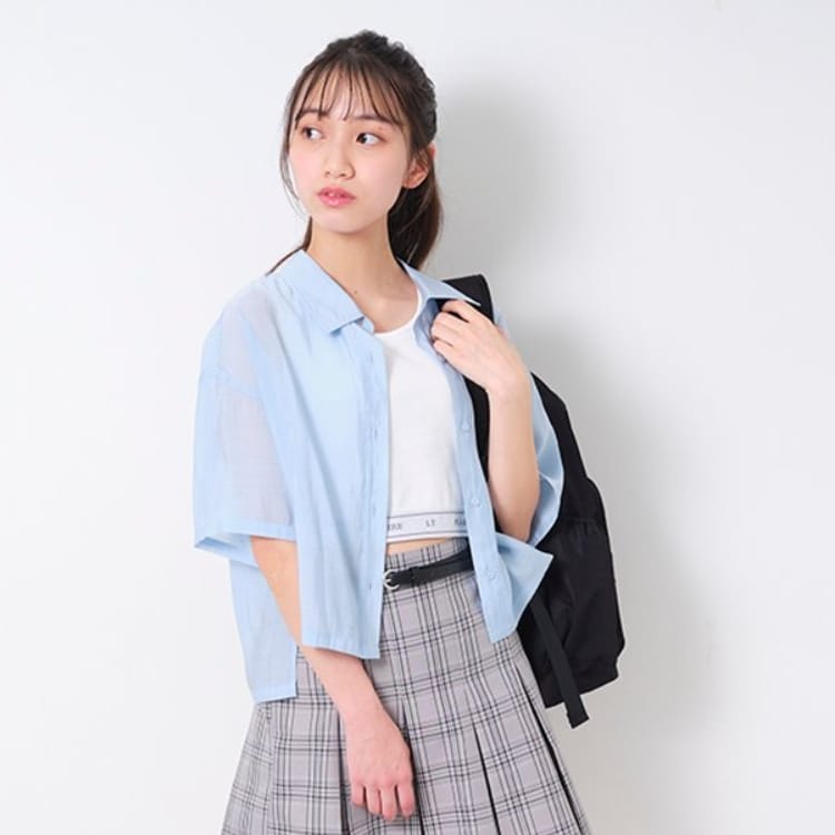 ラブトキシック・エル ティー エックス シー(Lovetoxic LTXC)のインナーつき半袖シアーシャツ シャツ・ブラウス