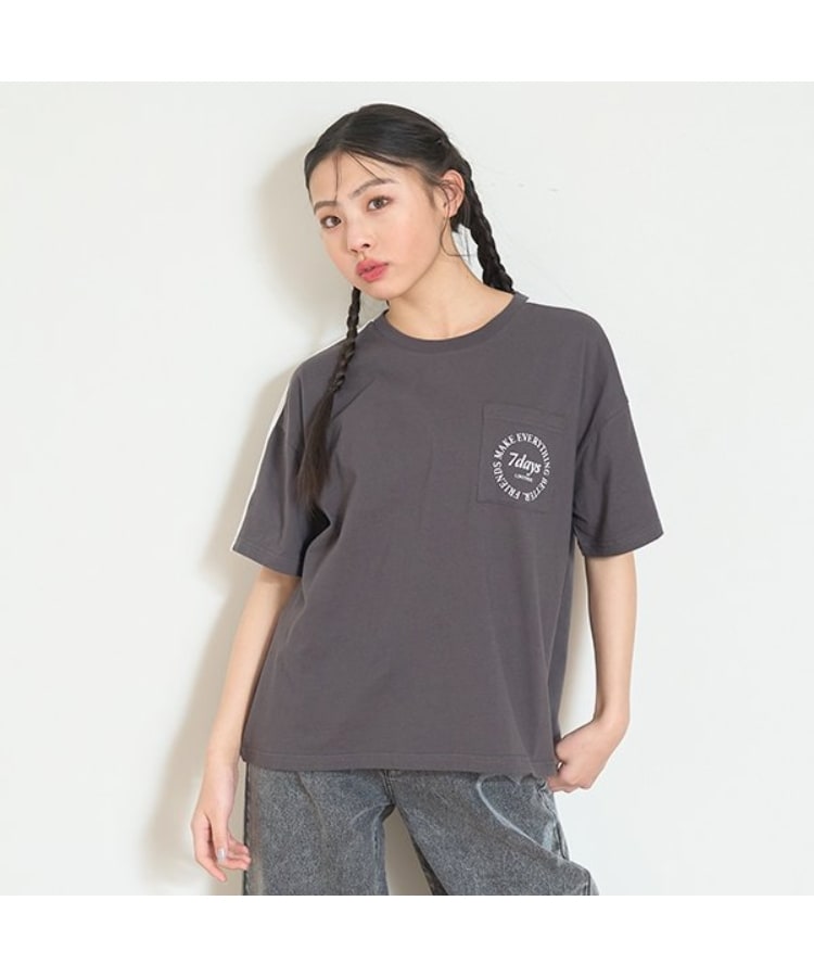 ラブトキシック・エル ティー エックス シー(Lovetoxic LTXC)の【7days】ラインポケットTシャツ チャコールグレー(013)