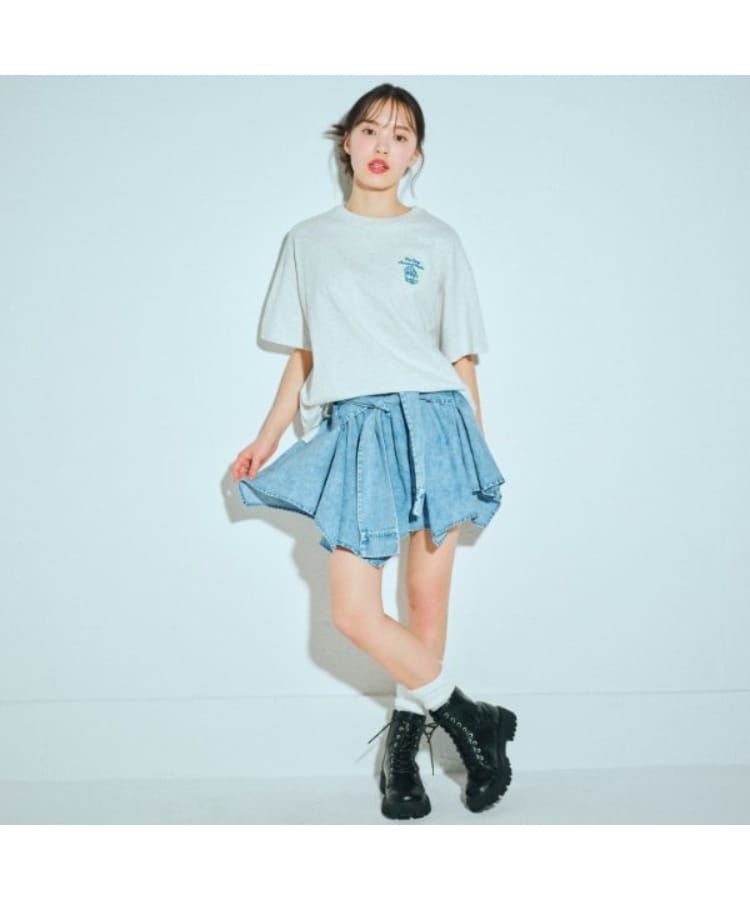 ラブトキシック・エル ティー エックス シー(Lovetoxic LTXC)のシャツ巻き風デニムキュロット ブルー(091)