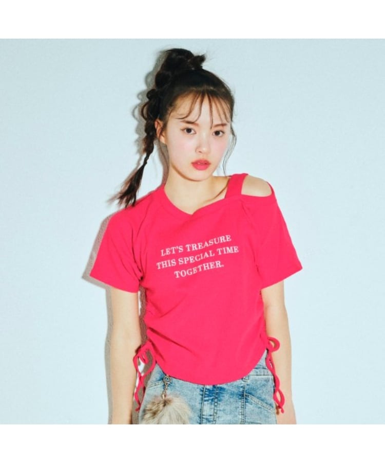 ラブトキシック・エル ティー エックス シー(Lovetoxic LTXC)のワンショルドロストTシャツ レッド(061)