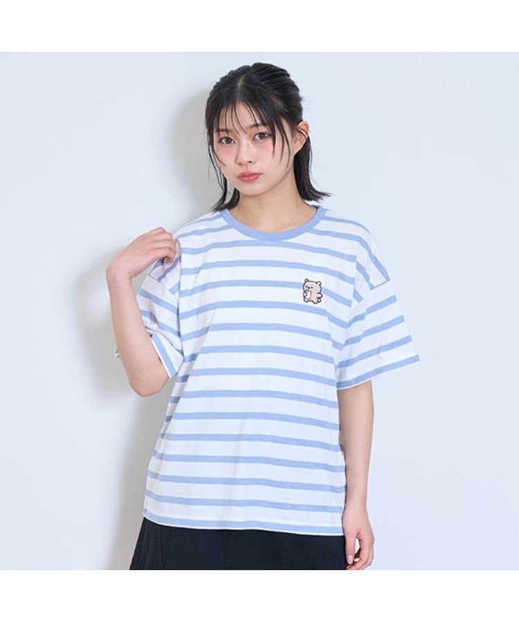 ラブトキシック・エル ティー エックス シー(Lovetoxic LTXC)の【7days】ワンポイントボーダーTシャツ サックスブルー(090)