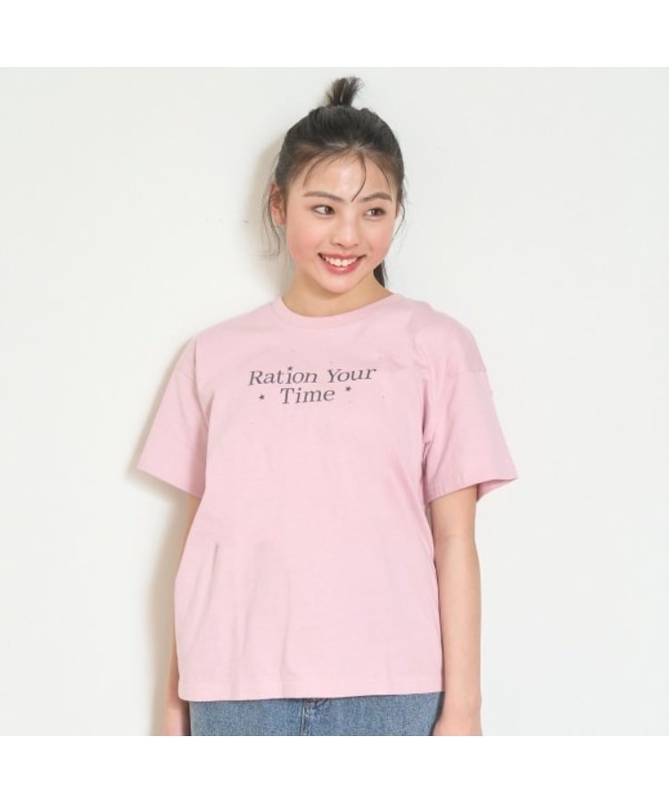 ラブトキシック・エル ティー エックス シー(Lovetoxic LTXC)の【7days】ロゴラインストーンTシャツ ピンク(071)