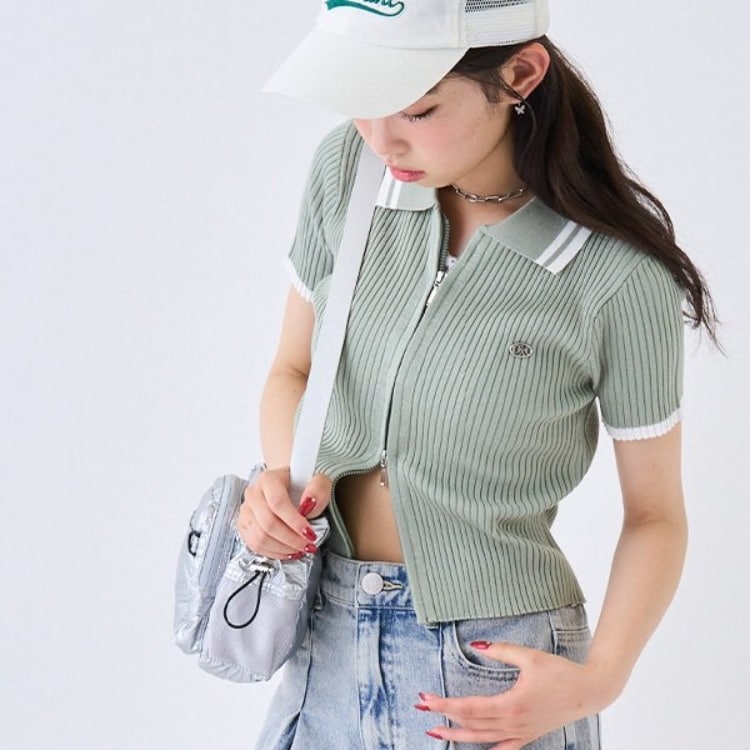 ラブトキシック・エル ティー エックス シー(Lovetoxic LTXC)の半袖衿ラインZIPニット ニット/セーター