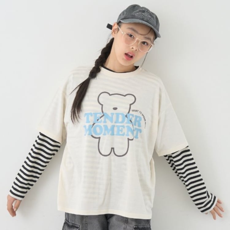 ラブトキシック・エル ティー エックス シー(Lovetoxic LTXC)の【吸水速乾】ルーズ半袖T+ロンTset Ｔシャツ