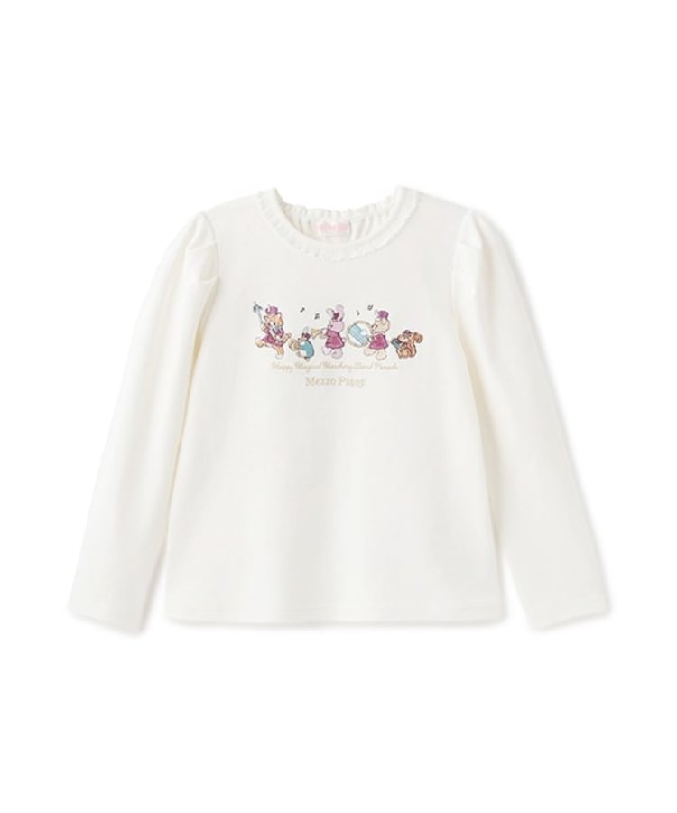 メゾピアノ(mezzo piano)の★鼓笛隊アップリケ　長袖Tシャツ アイボリー(104)