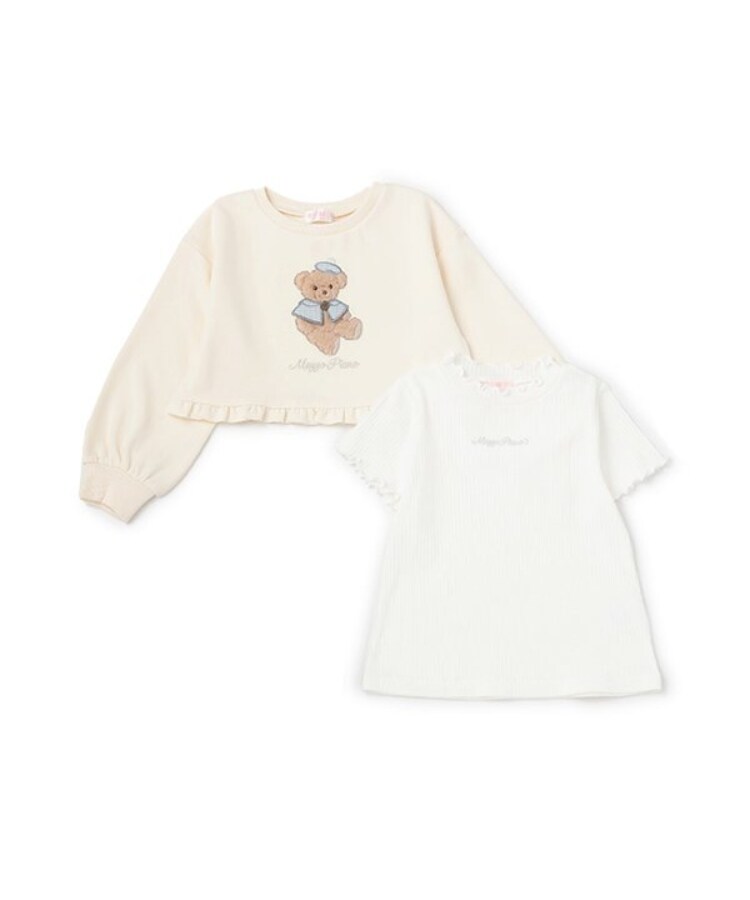 メゾピアノ(mezzo piano)の★くま短丈トレーナー＆半袖Tシャツセット2