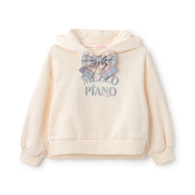 メゾピアノ(mezzo piano)の★チェックリボンつき　パーカ パーカー