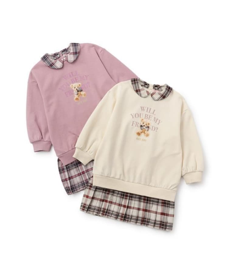 ☆裾プリーツ 衿つきドッキングカットワンピース(ミドル ☆裾プリーツ 衿つきドッキングカットワンピース(ミドル