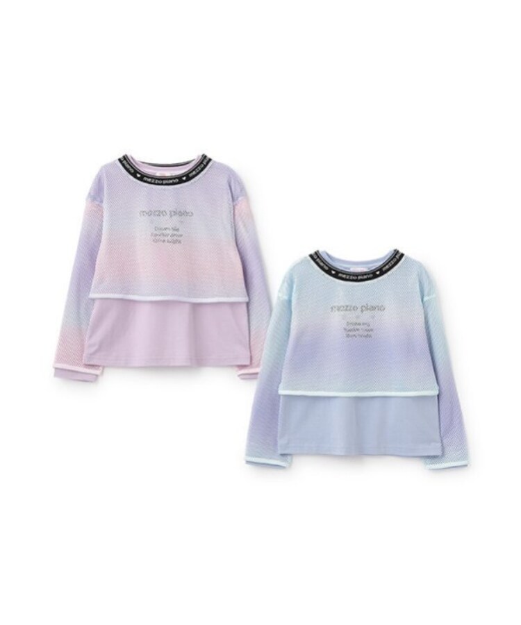 メゾピアノ(mezzo piano)のグラデーションメッシュ＆肩開き長袖Tシャツセット10