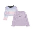 メゾピアノ(mezzo piano)のグラデーションメッシュ＆肩開き長袖Tシャツセット2