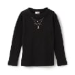 メゾピアノ(mezzo piano)のネックレス＆刺しゅう　テレコ　長袖Tシャツ ブラック(219)