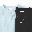 メゾピアノ(mezzo piano)のネックレス刺しゅう 袖チュール プチハイネック長袖Tシャツ3