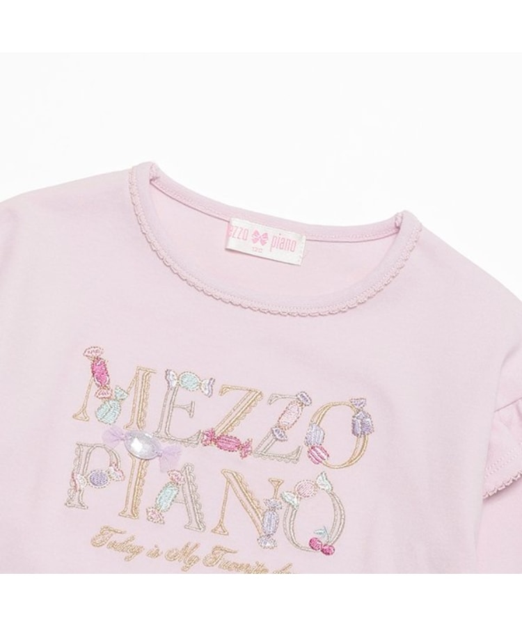 メゾピアノ(mezzo piano)の【人気商品再入荷】【直営店で取り扱い無し】キャンディロゴ　肩フリル長袖Ｔシャツ2