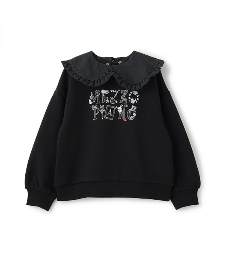 メゾピアノ(mezzo piano)の【人気商品再入荷】【直営店で取り扱い無し】衿つきロゴトレーナー ブラック(219)