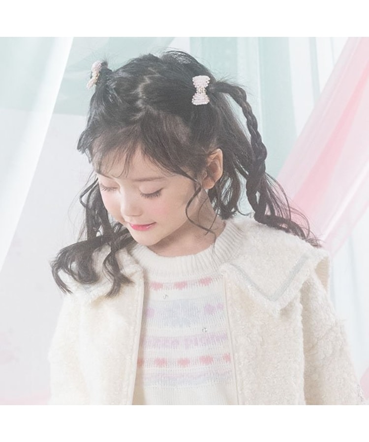 メゾピアノ(mezzo piano)のビーズリボン　ヘアポニー2個セット12