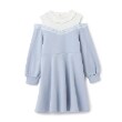 メゾピアノ(mezzo piano)の【人気商品再入荷】【直営店で取り扱い無し】ロゴライン　肩開きワンピース サックスブルー(090)