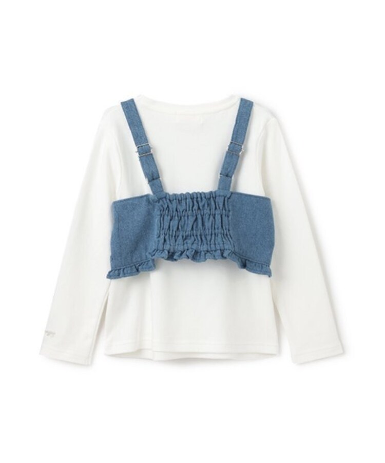 メゾピアノ(mezzo piano)のデニムビスチェ×長袖Tシャツセット1
