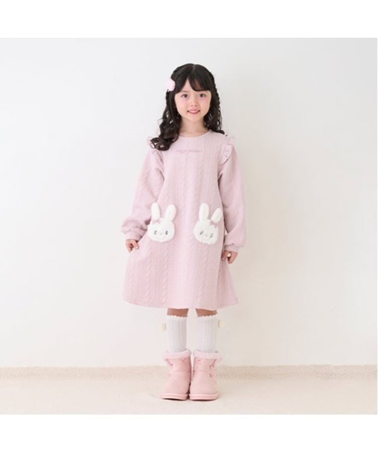 どうぶつアップリケ ジャガードワンピース(ミドルワンピース どうぶつアップリケ ジャガードワンピース(ミドルワンピース