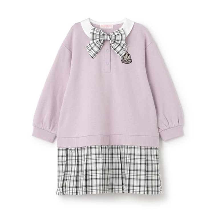 チェックプリーツ ドッキングワンピース(ミドルワンピース チェックプリーツ ドッキングワンピース(ミドルワンピース