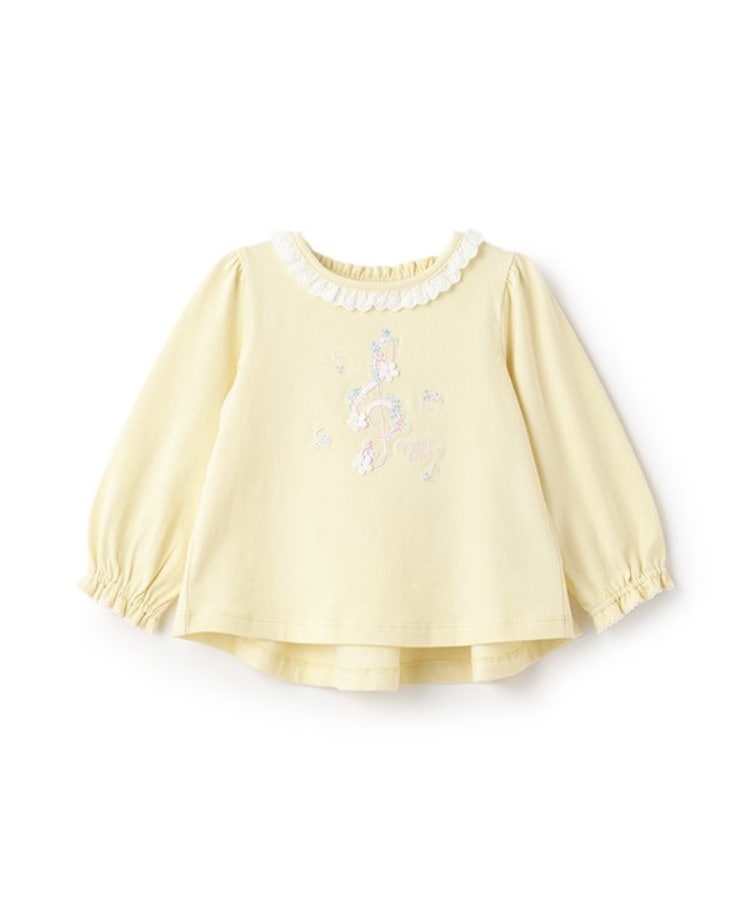 メゾピアノ(mezzo piano)のフラワー音符　長袖Tシャツ ライトイエロー(030)