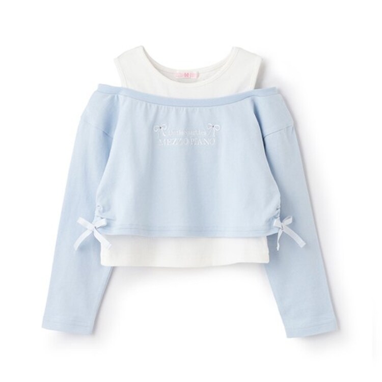 メゾピアノ(mezzo piano)のレイヤード風短丈　長袖Tシャツ Ｔシャツ