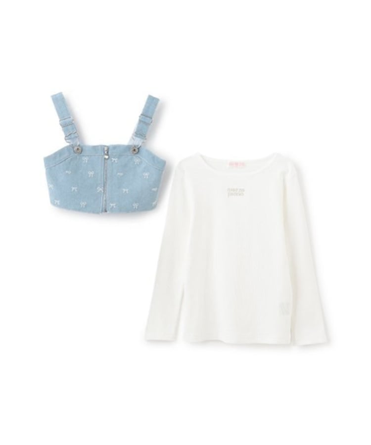 メゾピアノ(mezzo piano)のリボン刺繍ビスチェ＆長袖Tシャツセット2