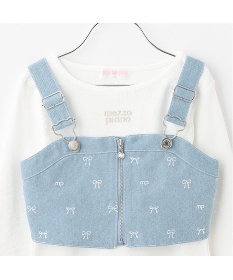 メゾピアノ(mezzo piano)のリボン刺繍ビスチェ＆長袖Tシャツセット3