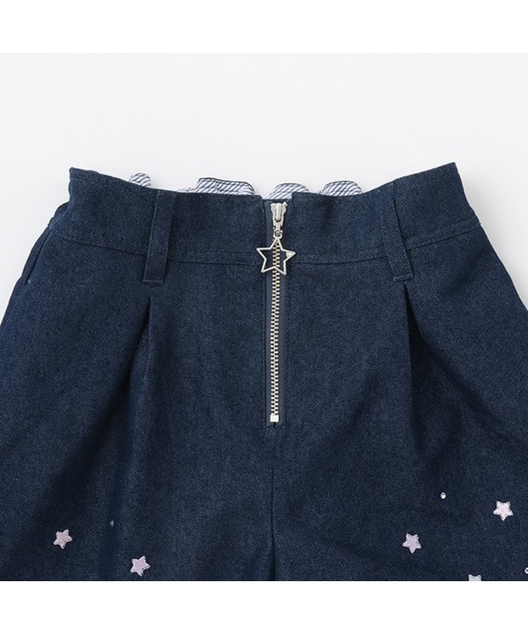 メゾピアノ(mezzo piano)の【人気商品再入荷】【直営店で取り扱い無し】フロントZIP　裾スカラップ星刺しゅうショートパンツ2