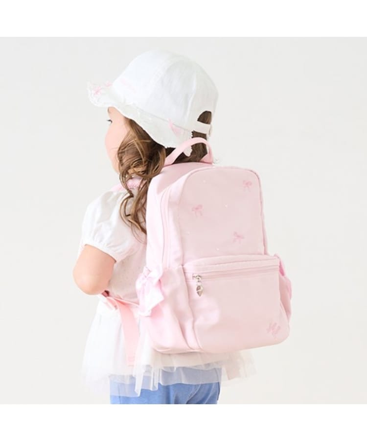 メゾピアノ(mezzo piano)の(容量約8.5L)リボン刺しゅうリュック ライトピンク(070)