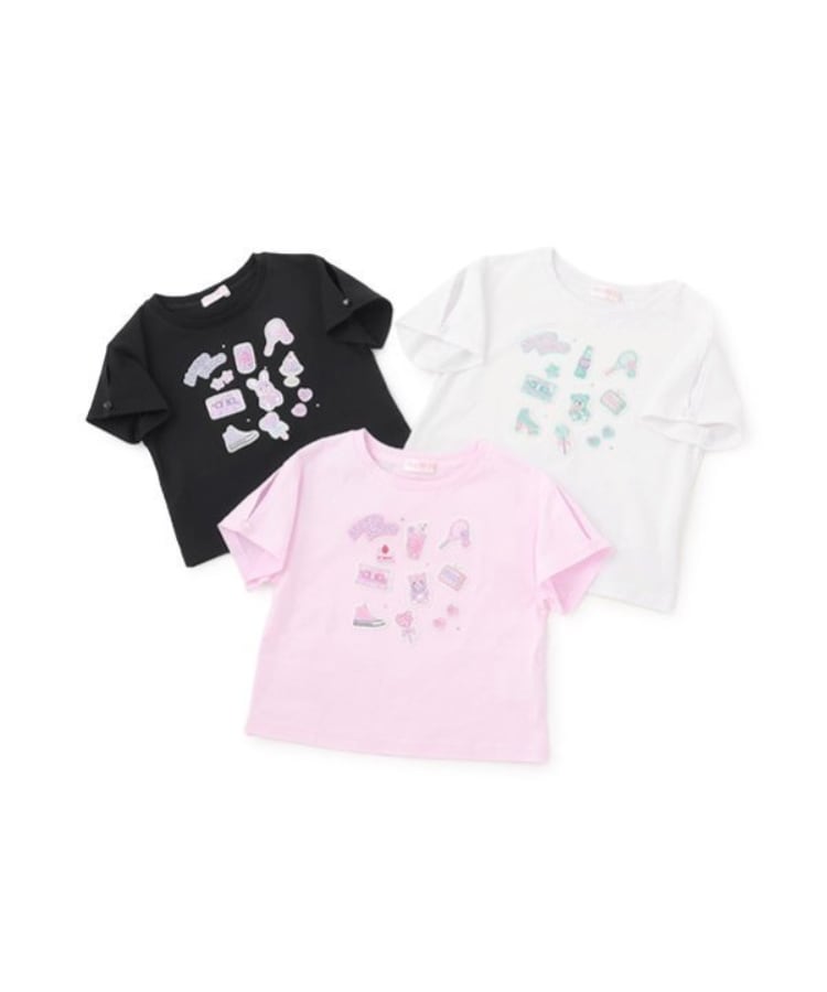 メゾピアノ(mezzo piano)のステッカーアップリケ　半袖Tシャツ10