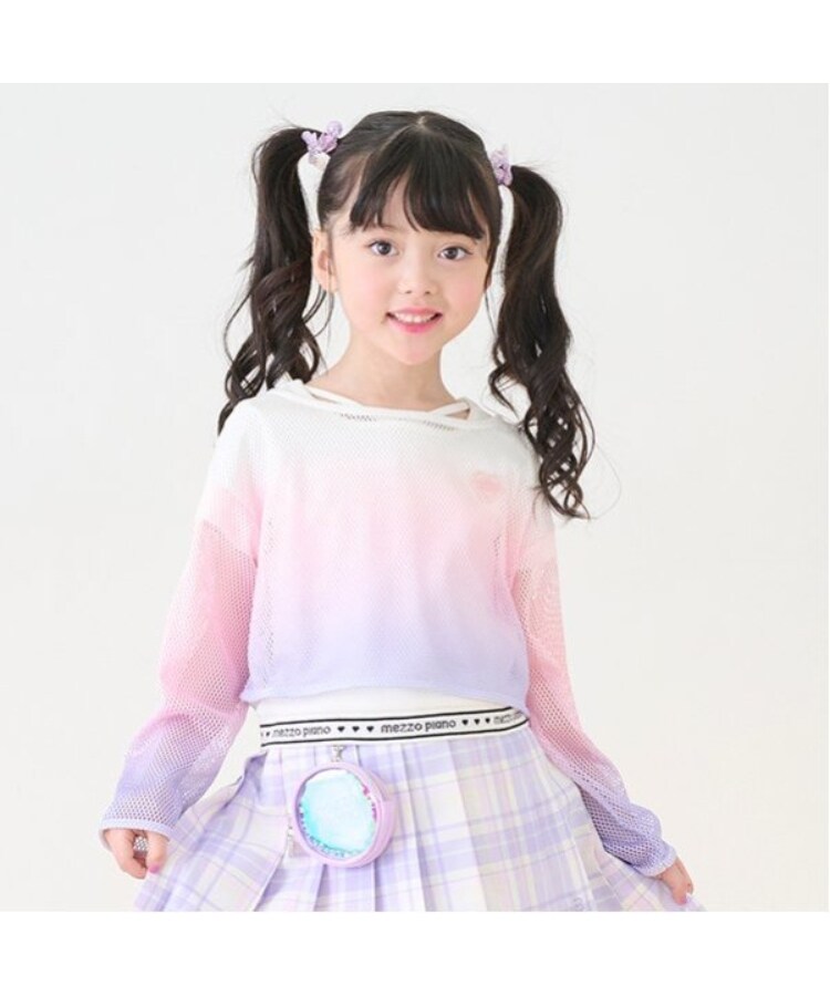 メゾピアノ(mezzo piano)のグラデーションメッシュレイヤード半袖Tシャツセット ピンク(071)