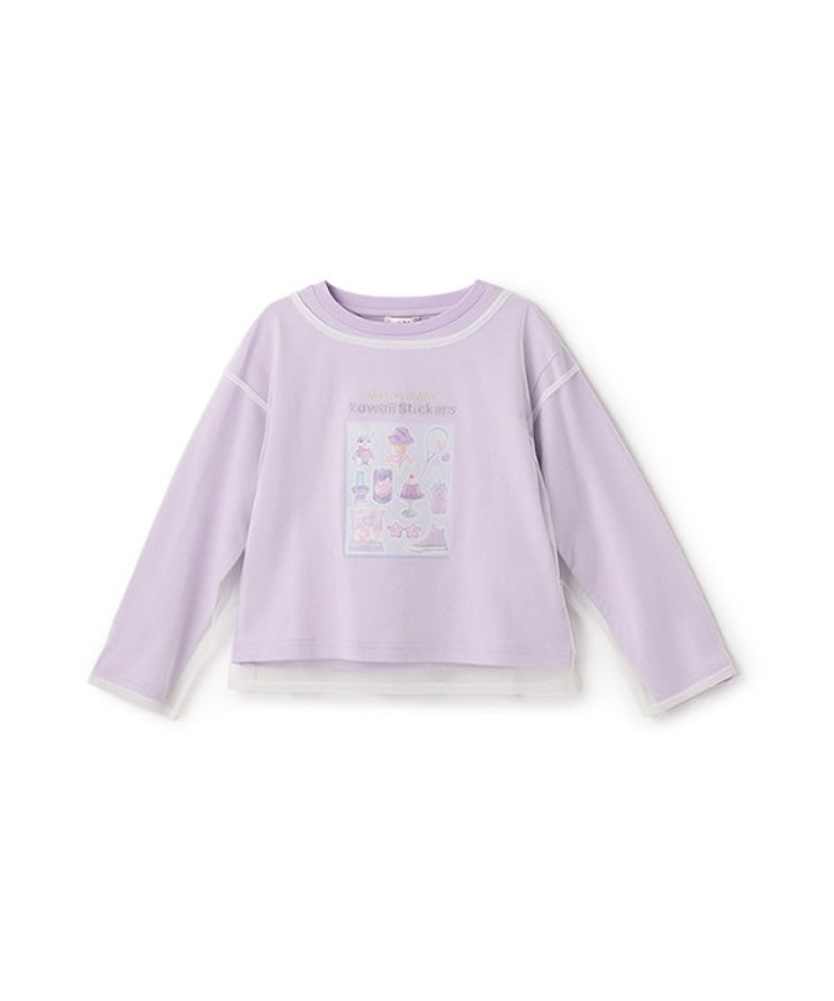 メゾピアノ(mezzo piano)のチュールレイヤード　長袖Tシャツ ラベンダー(080)