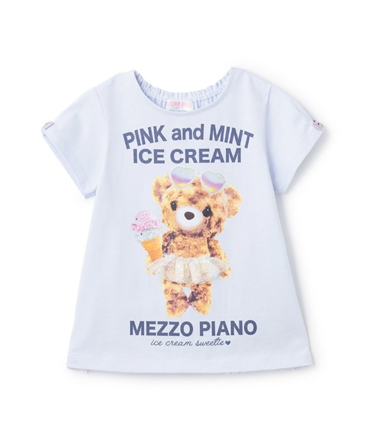 メゾピアノ(mezzo piano)の【人気商品再入荷】【直営店で取り扱い無し】アイスクマプリントTシャツ サックスブルー(090)