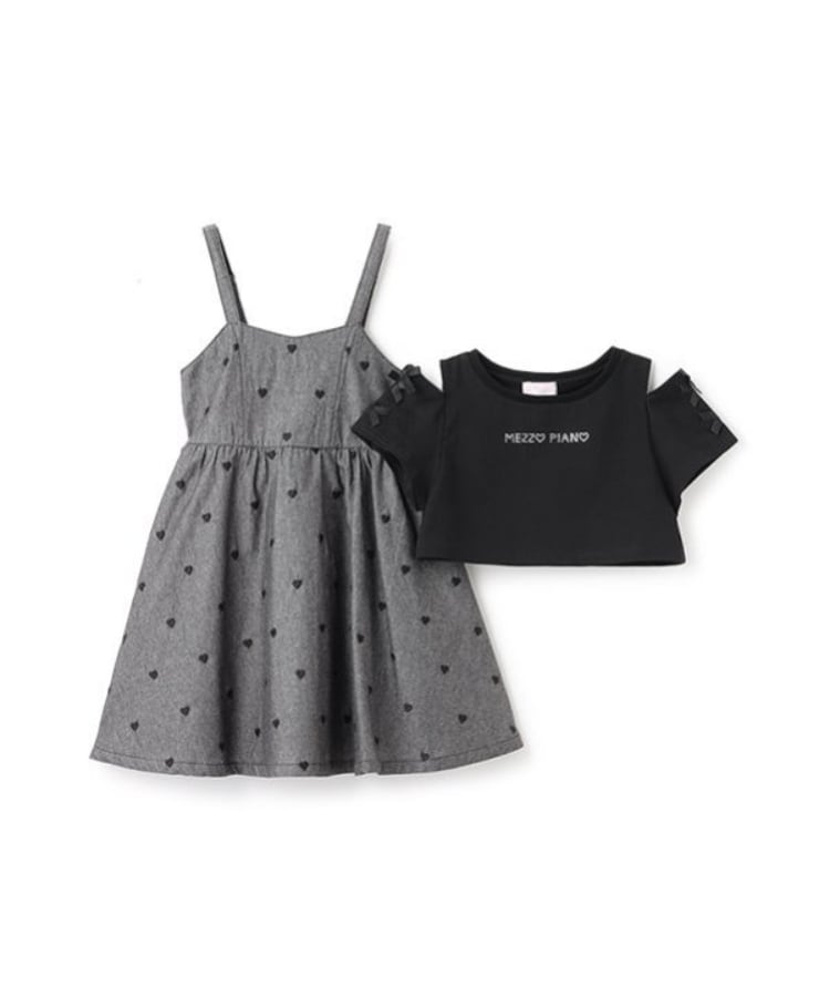 メゾピアノ(mezzo piano)の肩開きTシャツ＆キャミワンピースセット2