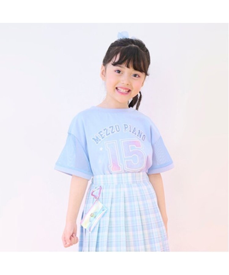 メゾピアノ(mezzo piano)のナンバリング　袖メッシュ半袖Tシャツ14