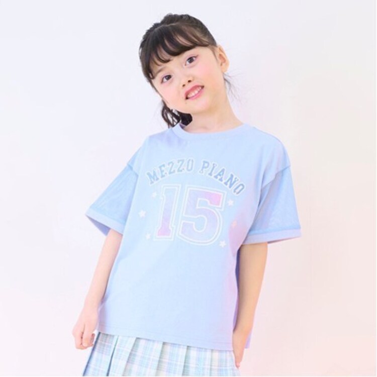 メゾピアノ(mezzo piano)のナンバリング　袖メッシュ半袖Tシャツ Ｔシャツ