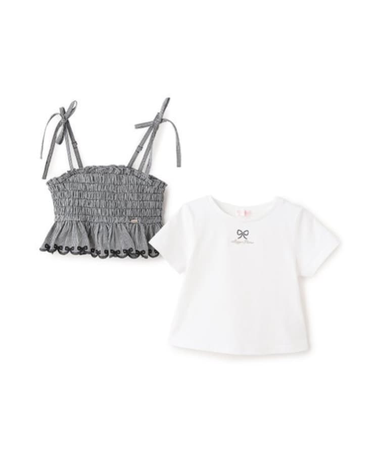 メゾピアノ(mezzo piano)のカットワークキャミチュニック＆Tシャツセット2