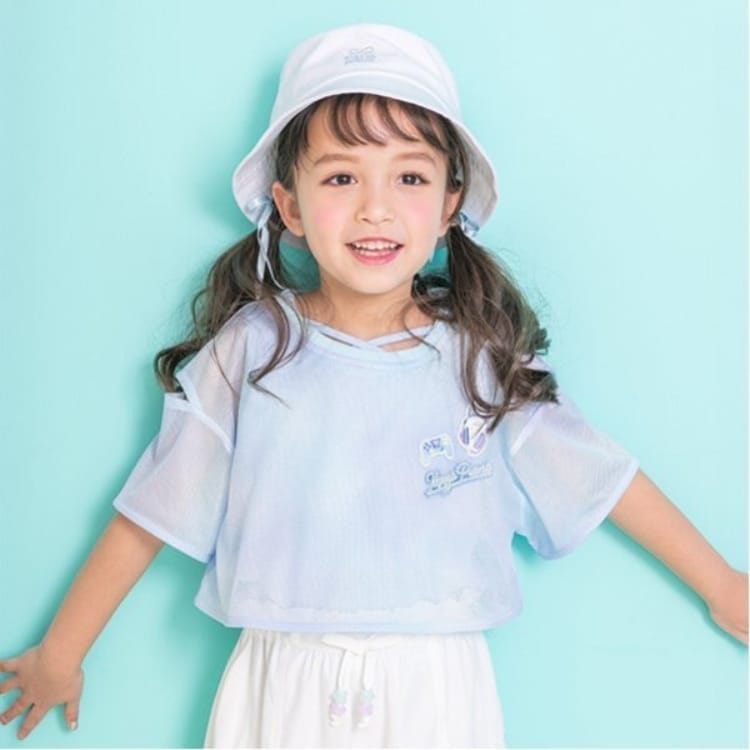 メゾピアノ(mezzo piano)のタイダイ風肩開メッシュ＆タンクトップセット Ｔシャツ