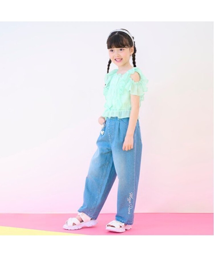 メゾピアノ(mezzo piano)のチャームつき　接触冷感デニムワイドパンツ19