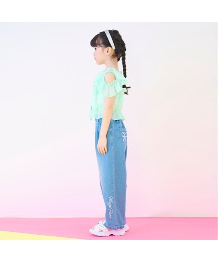 メゾピアノ(mezzo piano)のチャームつき　接触冷感デニムワイドパンツ20