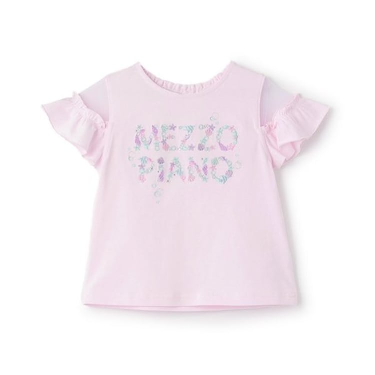 メゾピアノ(mezzo piano)の【人気商品再入荷】【直営店で取り扱い無し】海モチーフロゴ刺しゅう　半袖Tシャツ Ｔシャツ