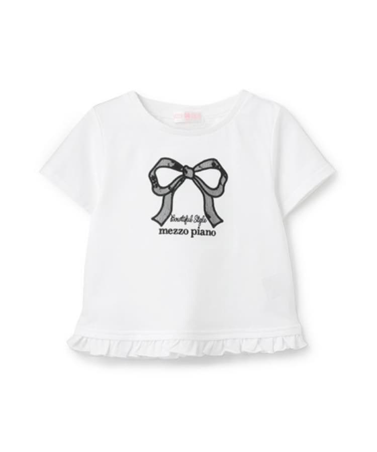 メゾピアノ(mezzo piano)のリボンアップリケ　半袖Tシャツ9