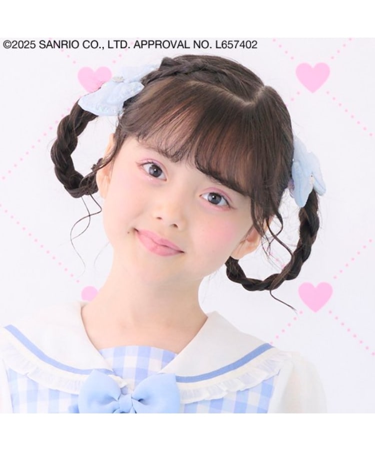 メゾピアノ(mezzo piano)のキラキラリボン　ヘアポニー サックスブルー(090)