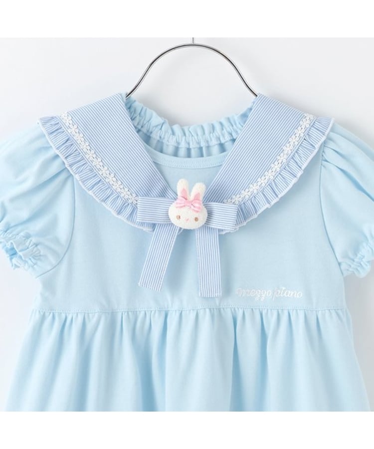 新品】mezzo piano ウサギ転写プリント衿つきカットワンピース