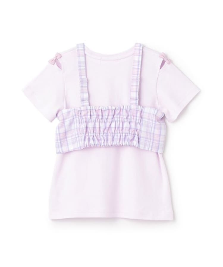 メゾピアノ(mezzo piano)のチェックビスチェ＆半袖Tシャツセット1