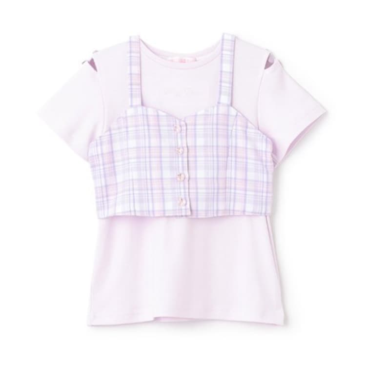 メゾピアノ(mezzo piano)のチェックビスチェ＆半袖Tシャツセット Ｔシャツ