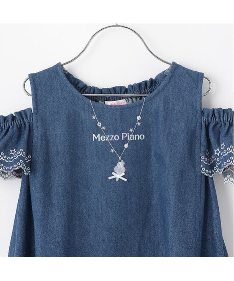 メゾピアノ(mezzo piano)のネックレス刺しゅう　2wayデニムワンピース2