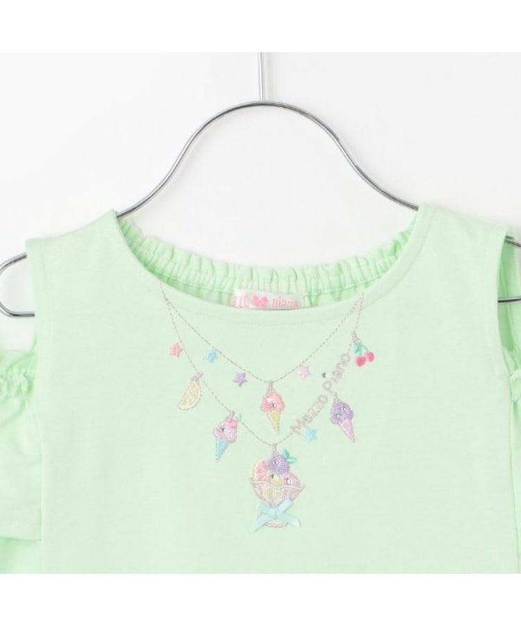 メゾピアノ(mezzo piano)のネックレス刺しゅう　肩開き2way半袖Tシャツ2
