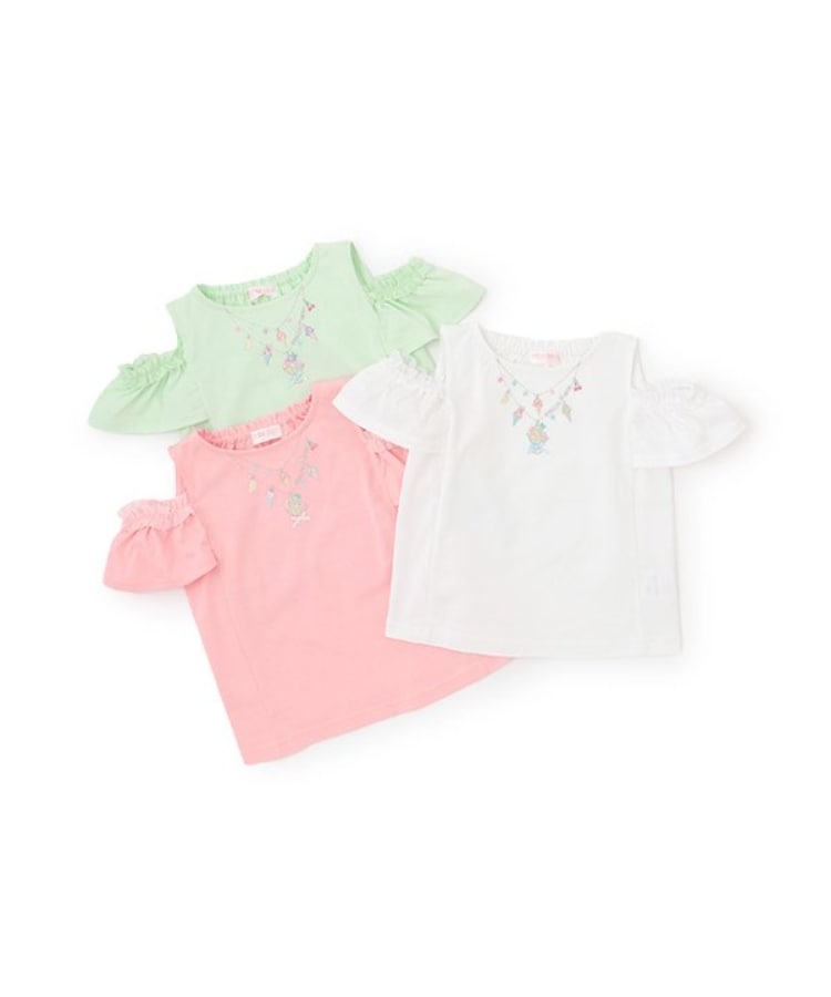 メゾピアノ(mezzo piano)のネックレス刺しゅう　肩開き2way半袖Tシャツ11